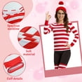 thumbnail image 2 of GYQMBT Adult Women Red and White Striped Shirt,Funny Halloween Costume,Classic Movie Characters Costume with Shirt Hat Socks and Glasses Set,S, 2 of 6