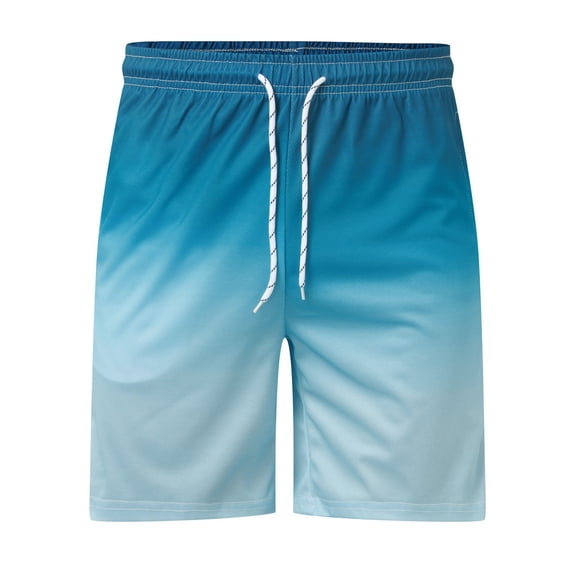 Men Swim Trunks With Compression Breathable Liner Quick Dry Zipper Pockets For Pool Board Beach Light Blue XL