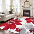 thumbnail image 3 of Red Spring Floral Area Rug 6x9 FT, Non Slip Living Room Throw Carpet, Summer Flowers Botanical Washable Soft Large Floor Carpet Non-Shedding Rug for Bedroom Dining Room Play Room, 3 of 9
