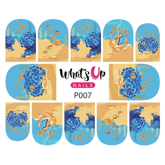 Whats Up Nails P007 Fishin For Gold Water Decal Sliders for Nail Art Design