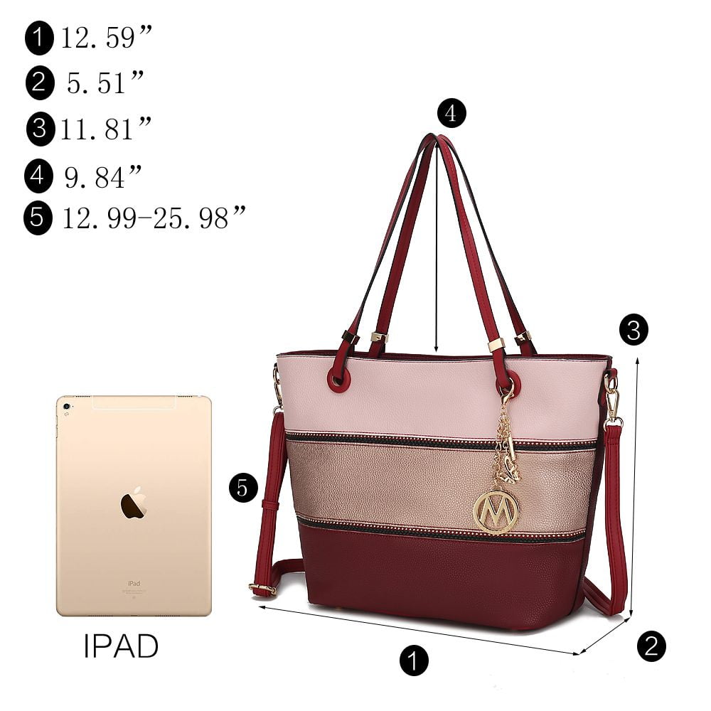 MKF Collection Vallie Tote Bag and Matching Wallet for Women - Vegan Leather Handbag Shoulder Purse for Travel Work and School by Mia K -Lilac Silver
