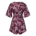 thumbnail image 4 of WILLBEST Robes et Combinaisons à Manches en V à Fleurs pour Femmes avec Ceinture Plissée, 4 of 4