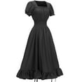 thumbnail image 3 of Ctreela Puff Sleeve Rockabilly Dress for Women Renaissance Cottagecore Retro Dress Ruffle Tiered Boho Midi Summer Dresses, 3 of 5