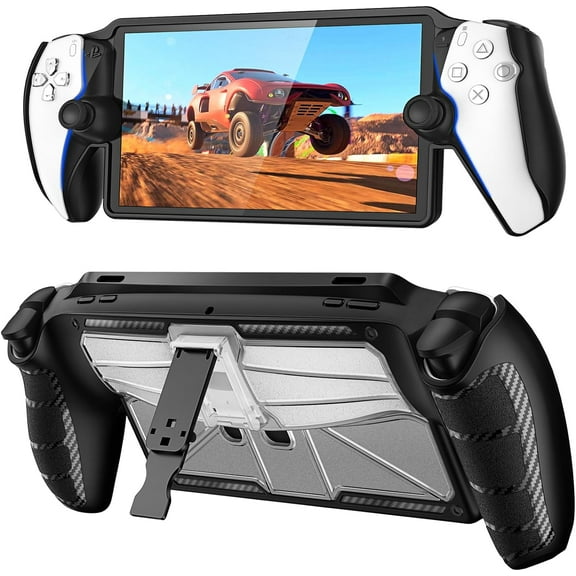 Fintie Case for Playstation Portal with Fixed Stand, [Shock Proof] Protective Cover w/Hard Matte Clear Back Panel & Soft TPU Bumper, Ergonomic Grip for Playstation Portal Remote Player, Black