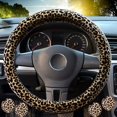 thumbnail image 1 of Leopard Print Steering Wheel Cover For Women, Leopard Steering Wheel Covers, Leopard Car Accessories Beige-, 1 of 5
