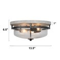 thumbnail image 2 of LNC 3-Light Flulsh Mount Light, Farmhouse Ceiling Light with Wood Accent&Seeded Glass, 2 of 7
