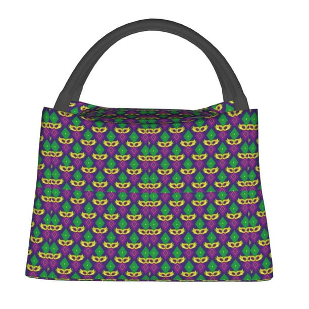 Fotbe Mardi Gras Carnival3 Bolsa Térmica Portátil con Estampado, Bolsa de Entrega de Alimentos Aislada, Bolsa Reutilizable de Gran Capacidad para Comidas y Supermercado