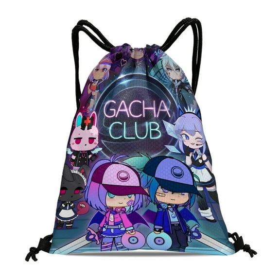 Gacha Life-theme Drawstring Backpack Sports Gym Bag Water Resistant String Bag Cinch Bag，12''X16''（30X40cm）