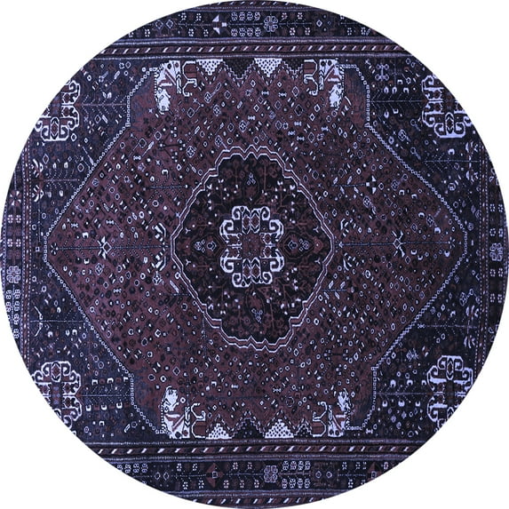 Ahgly Company Indoor Round Persian Blue Traditional Area Rugs, 4' Round