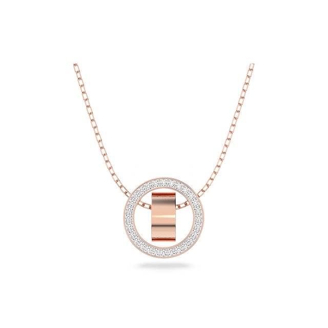 Collar de cristal hueco JAMW acabado rodio y oro rosa 29 1/2 pulgadas colgante 5/8 x 5/8 pulgadas Sencillez