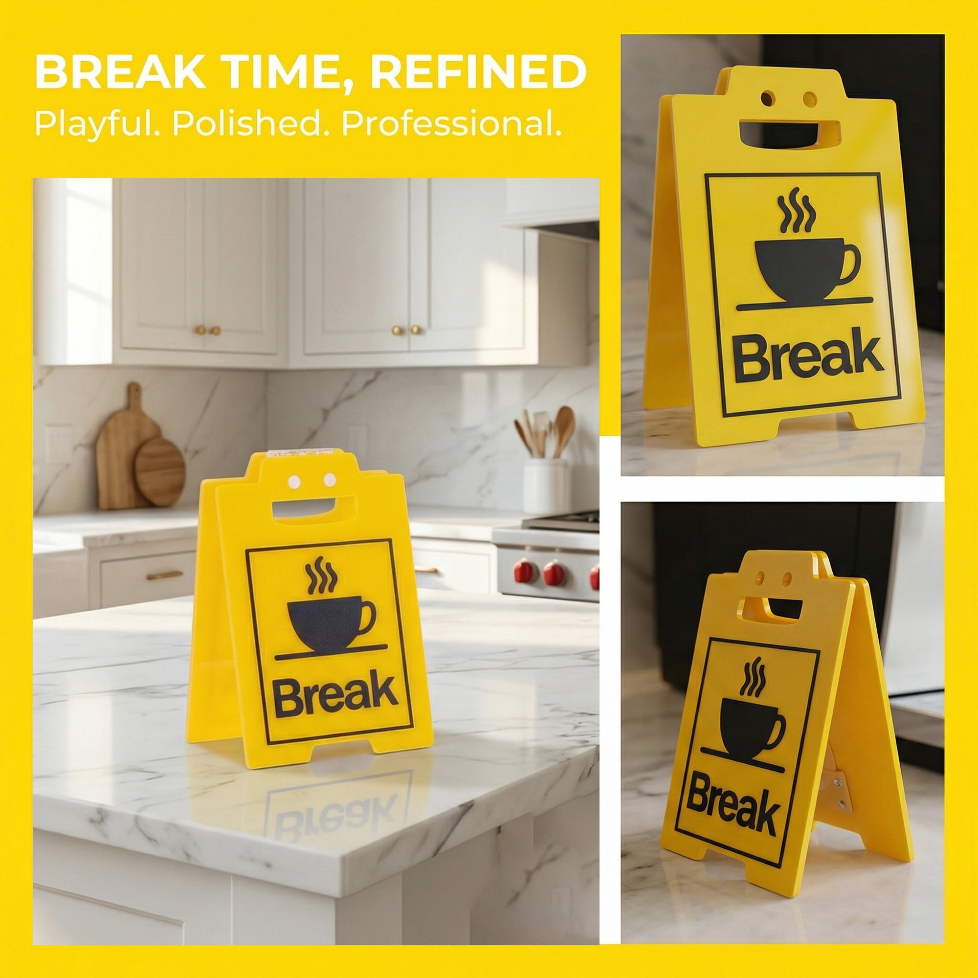 Unique Bargains Extra Stable Acrylic Desk Sign Gift Keepsake Block Yellow Style H 5.0in