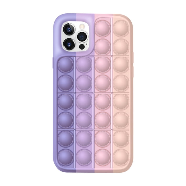 Fidget Toys Phone Case,Stress Relief Pop, Pressure Reduction Anxiety Relief Toy, Bubble Protecive Case for iPhone7/8/7Plus /8Plus/ X/XS/ XR/XS MAX/11/11Pro/11ProMAX/12/12Pro/ 12ProMAX(Purple-Powder)