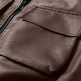 thumbnail image 5 of YYDGH Men's Faux Leather Motorcycle Jacket Vintage Zip Up Collared Leather Biker Coat Lightweight Coats with Pocket Coffee 3XL, 5 of 8