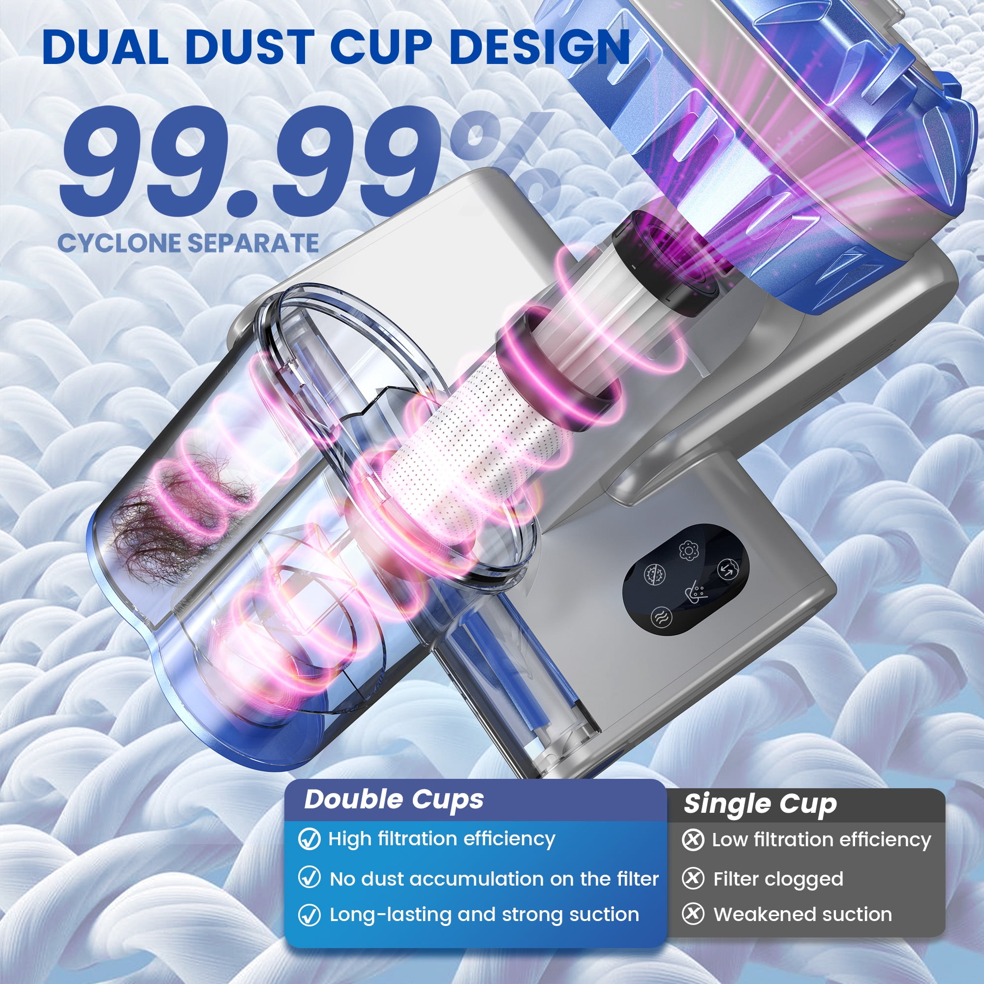 INSE Handheld Vacuum, 253.7nm UV-C Light Bed Vac Cleaner with HEPA Filter for Mattress Sofa Cirb Bed