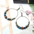 thumbnail image 3 of Yesbay Bohemian Big Circle Wooden Beads Hook Earrings Women Ethnic Faux Turquoise Jewelry, 3 of 8