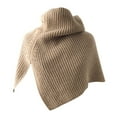 thumbnail image 4 of Womens Shawls, Duoif Women's Solid Color Slit High Collar Shawl Knitted Scarf Warm Pullover Woolen Scarf Shawl Wraps for Women Khaki, 4 of 5