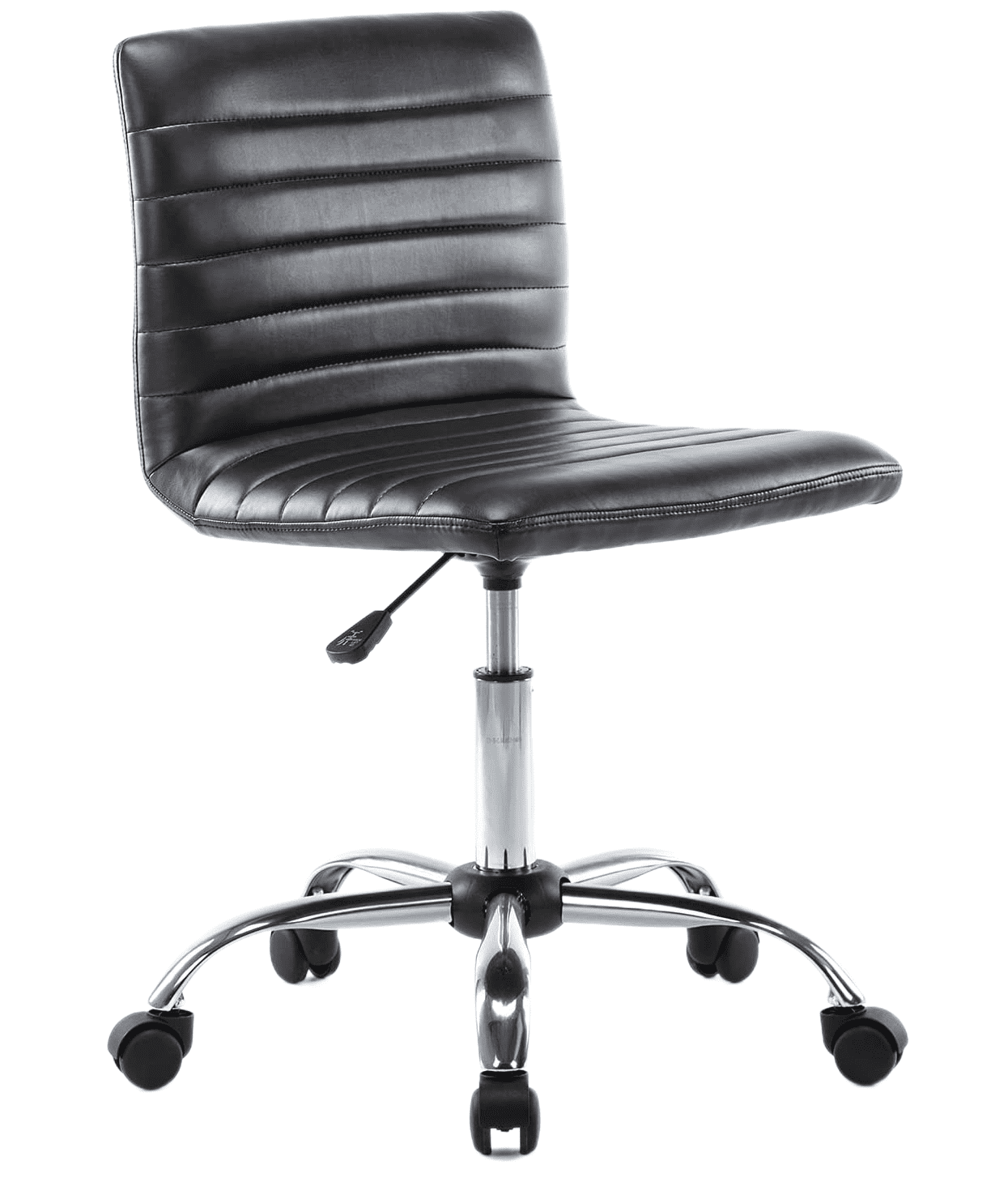 Yoyomax Mid Back Task Chair, Modern Armless Office Chair with PU Leather and Height Adjustment 