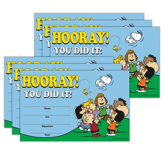 Eureka Peanuts Recognition Awards, 36 Per Pack, 6 Packs