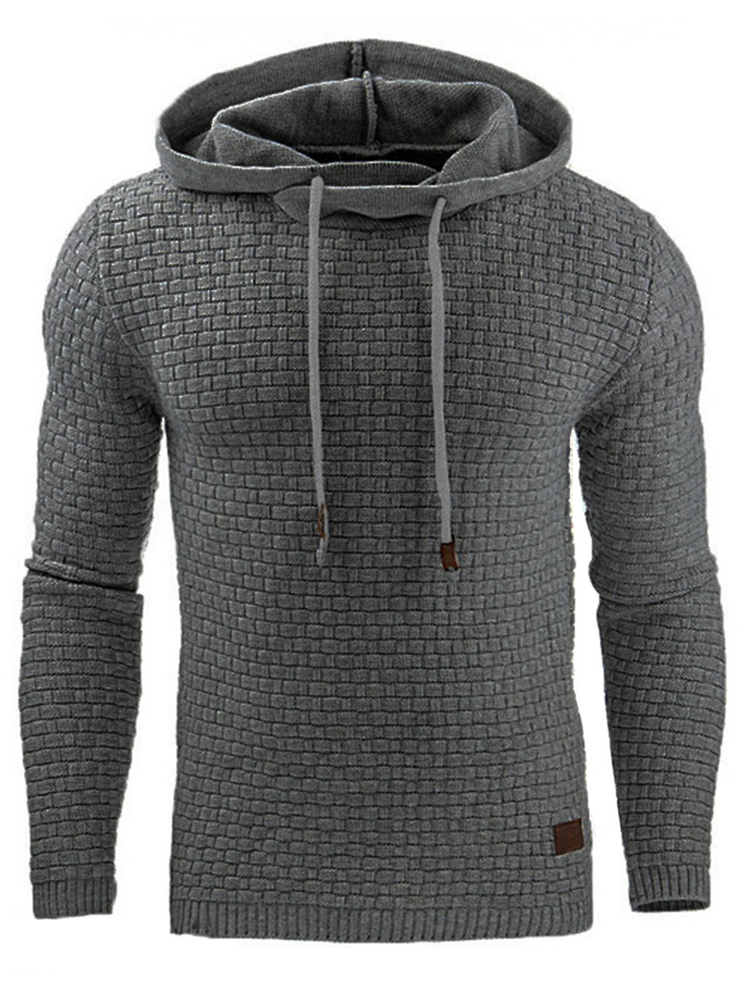 Mens Casual Long Sleeve Hoodies Zip Jacquard Fleece Sweatshirt