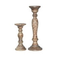 thumbnail image 2 of Eco-Friendly Traditional Medium Burnt Handmade Mango Wood Set Of Two 9" & 15" Pillar Candle Holder for use, Living Room, Dinning Room, Study Room, Spa, Restaurants, Place Of Worship, etc, 2 of 4