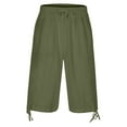 thumbnail image 5 of TTUHYWXI Womens Capris Pants High Waist Drawstring Comfy Casual Pants Casua Lightweight Loose Trousers Buttons Trim with Pockets (Green, XXL), 5 of 8