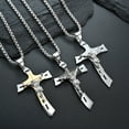 thumbnail image 4 of Stainless Steel Cross Pendant Crucifix Bible Prayer Necklace for Men, 4 of 4