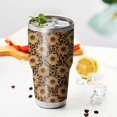 thumbnail image 3 of 30oz Black Leopard Sunflower Pattern Tumblers Stainless Steel Tumbler with Lid and Straw,Vacuum Insulated Double Wall Travel Tumbler Cups Mug with Cleaning Brush for Coffee,Tea, 3 of 7