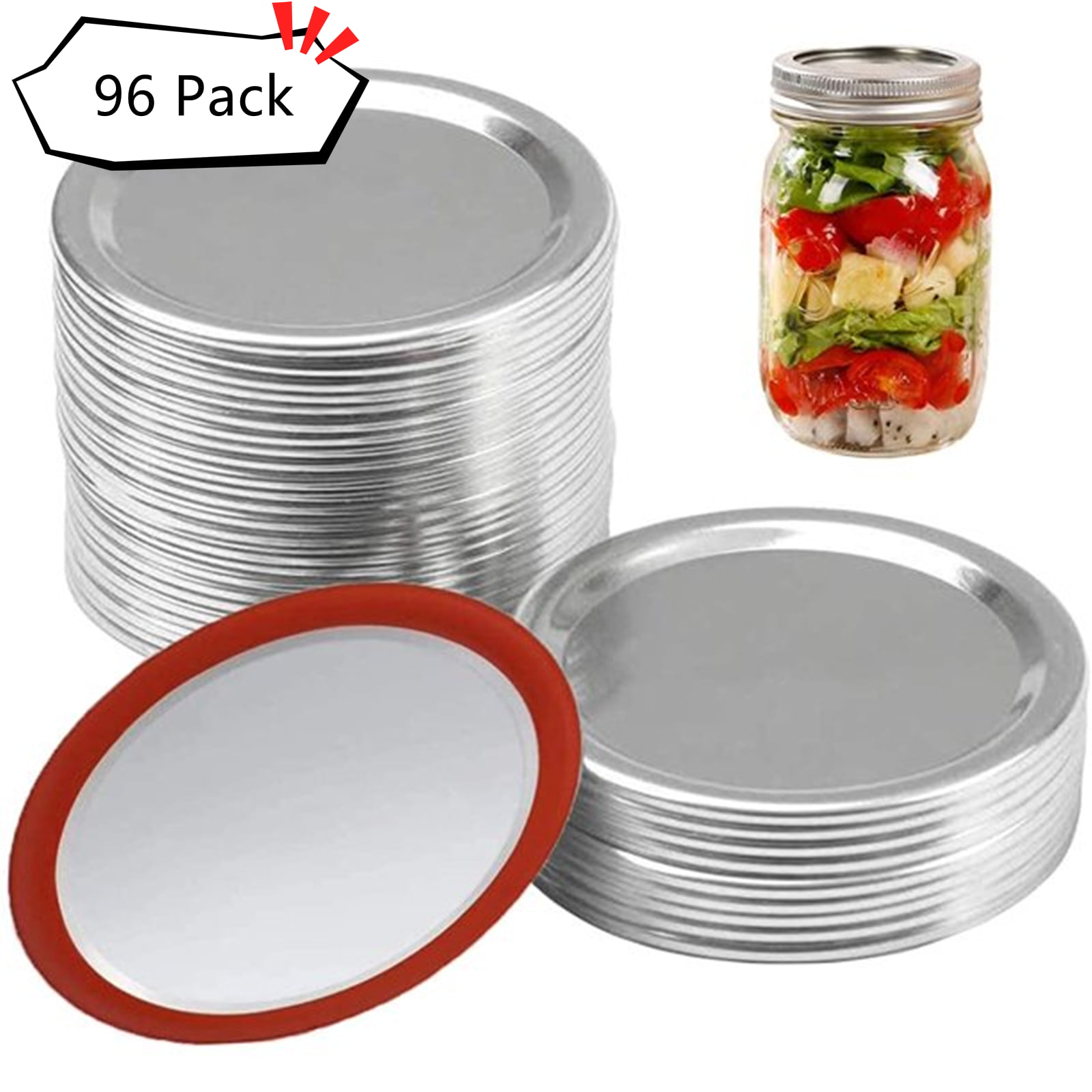 Canning Lids Mason Jar Lids And Bands With Regular Mouth Stainless Steel Lids Leak-Proof And Secure Canning Storage Caps 