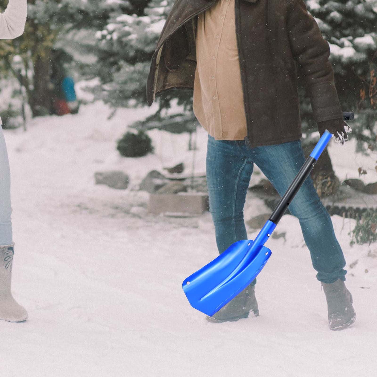 PAMINGONO 1Pc Portable Blue Aluminum Alloy Snow Shovel Foldable Car Emergency Tool