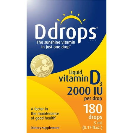 Ddrops Adult Vitamin D Liquid Drops, 2000 IU, 180