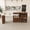 Rotatable Kitchen Island+Walnut, variant on Kitchen Island w/ Extendable Rotating Table, Built-in Socket, 4 Drawers,White