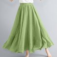 thumbnail image 2 of EINCcm Womens Linen Maxi Skirts Summer Boho Solid Beach Elastic High Waist Pleated A-Line Flowy Swing Ankle Long Maxi Skirts, 2 of 6