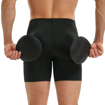 

Eleady Underwear Boxer Briefs with Removable Padded For Men Tummy Control Body Shaper Enhance Butt Lifter Shapewear (Black Small)