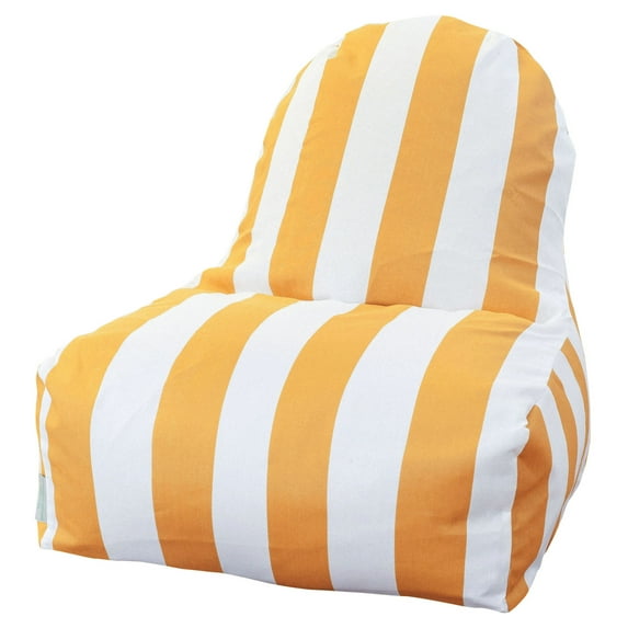 Majestic Home Goods Indoor Outdoor Yellow Vertical Stripe Bean Bag Kick-it Chair 30 in L x 26 in W x 30 in H