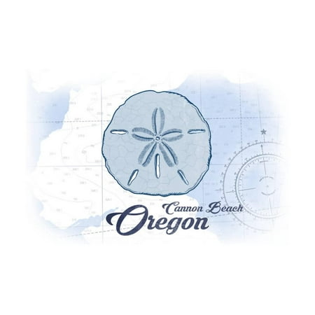 Cannon Beach, Oregon - Sand Dollar - Blue - Coastal Icon Print Wall Art By Lantern