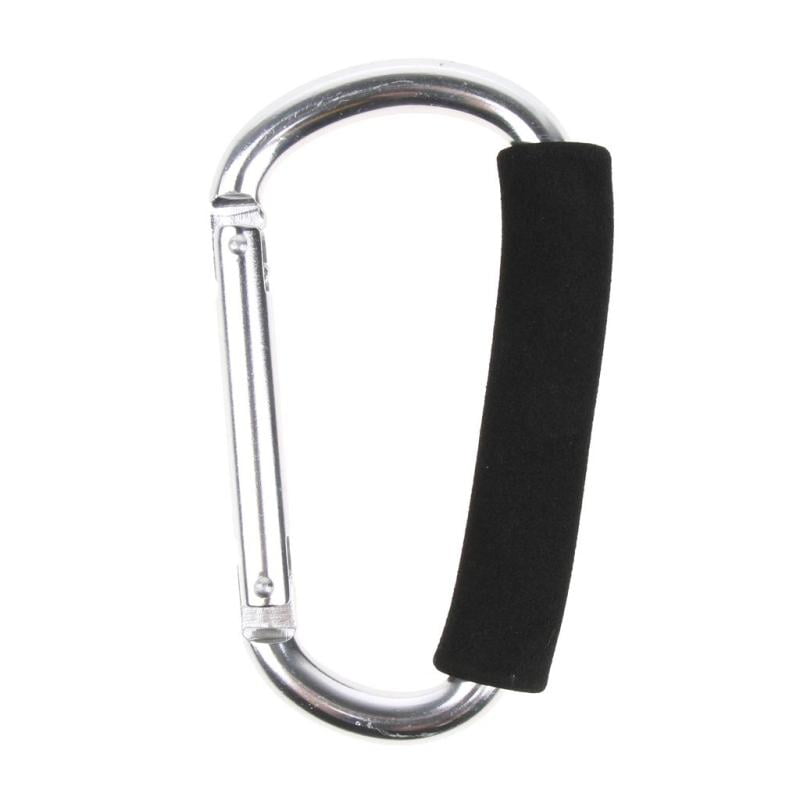 12x140mm Large Hook Alumi Carabiners D Shape Buckle Pack Keychain Black 