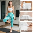 thumbnail image 7 of SCRAWLGOD Marble Print Light Blue High Waisted Capri Yoga Pants for Women with Pockets Tummy Control Workout Leggings Lightweight Casual Yoga Capris for Running Cycling, XS, 7 of 7