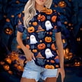 thumbnail image 2 of IYYVV Halloween Polo Shirts for Women Hawaiian Golf Shirts Short Sleeve Funny Ghost Pumpkin Printed Athletic Sport Golf Tops Dark Blue 3XL, 2 of 5