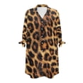 thumbnail image 7 of SCRAWLGOD Leopard Print Cardigan for Women Size S 3/4 Sleeve Blouses Summer Outfits for Women Button Down Shirts V Neck Three Quarter Length Cute Tops, 7 of 7