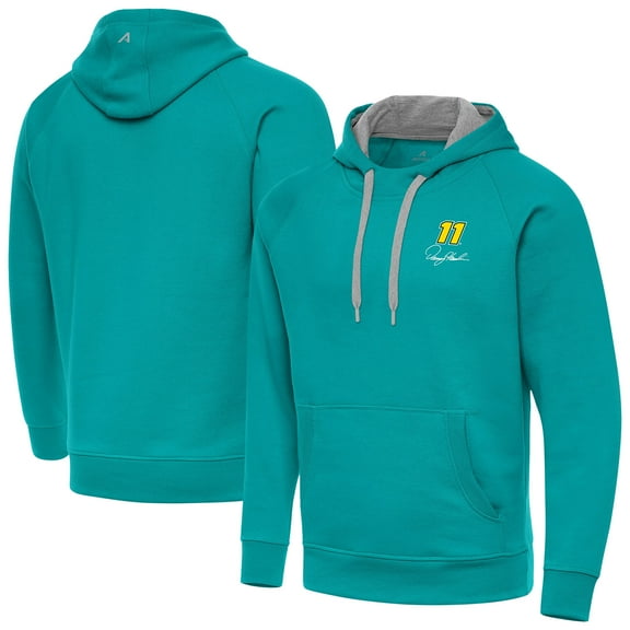 Men's Antigua Aqua Denny Hamlin Victory Pullover Hoodie
