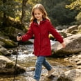 thumbnail image 6 of FSYBOA Girls Windbreaker Jackets, Waterproof Comfortable Full Zip Long Sleeve Hooded Outerwear Red Size 7-8T, 6 of 8