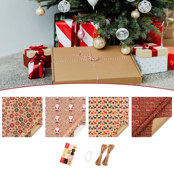 Rollo de papel de regalo navideño BLESIY 20 x Estilo A 4 Hojas