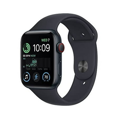 Apple Watch SE (2nd Gen) GPS + Cellular 44mm Midnight Aluminum Case with Midnight Sport Band - S/M