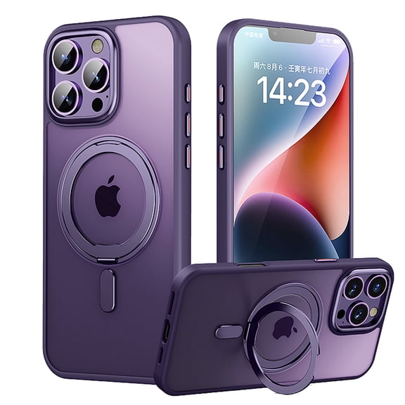Dteck Designed for iPhone 16 Pro Max Case, 360°Rotatable Ring Stand Case Compatible with MagSafe Military-Grade Protection Magnetic Kickstand Case 6.9 inch,Purple