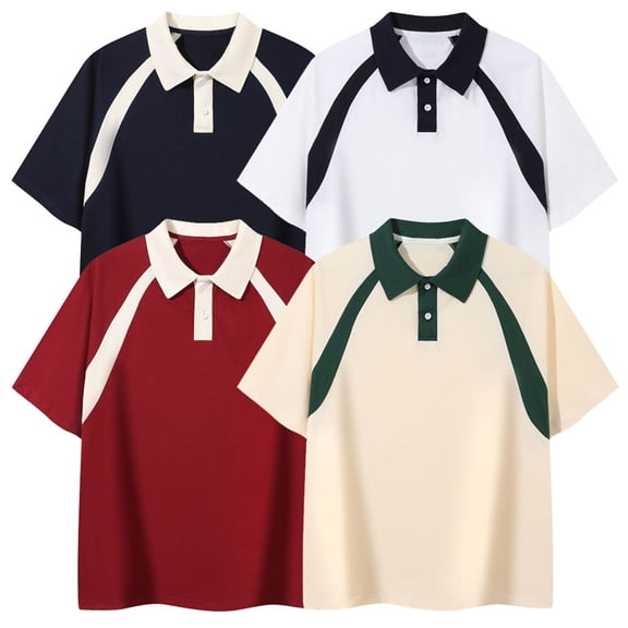 Abtuhar Men Solid Crewneck Double Neck Short Sleeve Summer Casual Cuff ted Tops