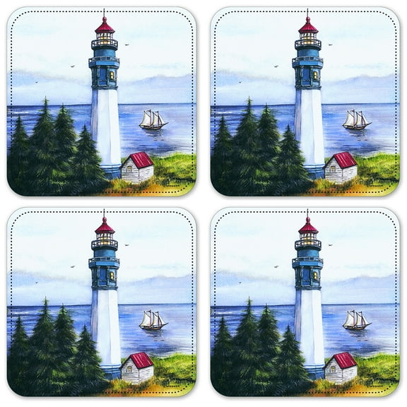 Vinyl Drink Coasters - Set of 4 - Lighthouse