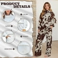 thumbnail image 6 of Xixirimido Brown Cow Print Print Women 2 Piece Outfits Fall Fashion Airport Lounge Set Long Sleeve Sweatshirt Wide Leg Pants Travel Vacation Sweatsuits, Small, 6 of 7