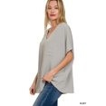 thumbnail image 2 of J. METHOD Women's Tunic Top - Woven Airflow V-neck Dolman Short Sleeve T Shirts with Chest Pocket, 2 of 3