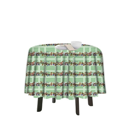 

eloria Cartoon Printed Round Table Cloth Resistant Washable Decorative Table Cover for Dining Table