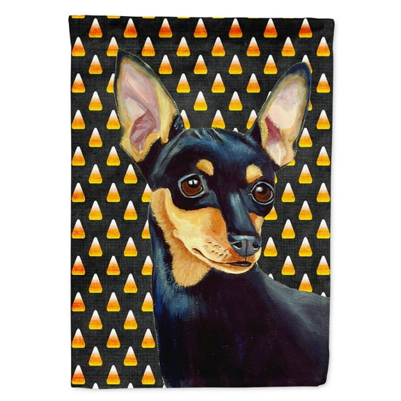 Carolines Treasures LH9076-FLAG-PARENT Min Pin Candy Corn Halloween Portrait Flag  multicolor